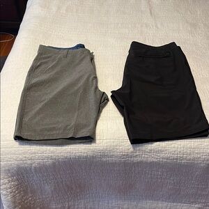 Gray and Black Flat Front Casual Shorts